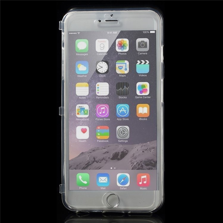 Touchable Screen Folio Flip TPU Case for iPhone 6 Plus / 6s Plus - Transparent-4