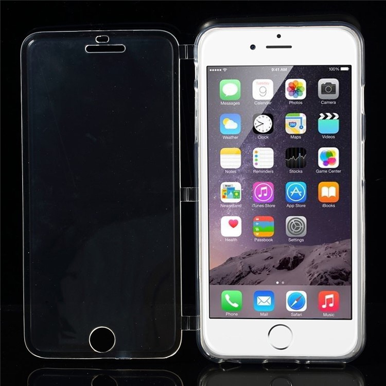 Touchable Screen Folio Flip TPU Case for iPhone 6 Plus / 6s Plus - Transparent-5