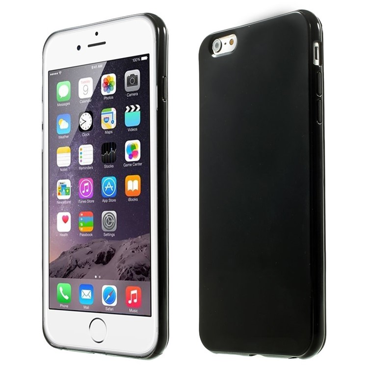 Solid Color Glossy TPU Shell Case for iPhone 6 Plus / 6s Plus - Black-1