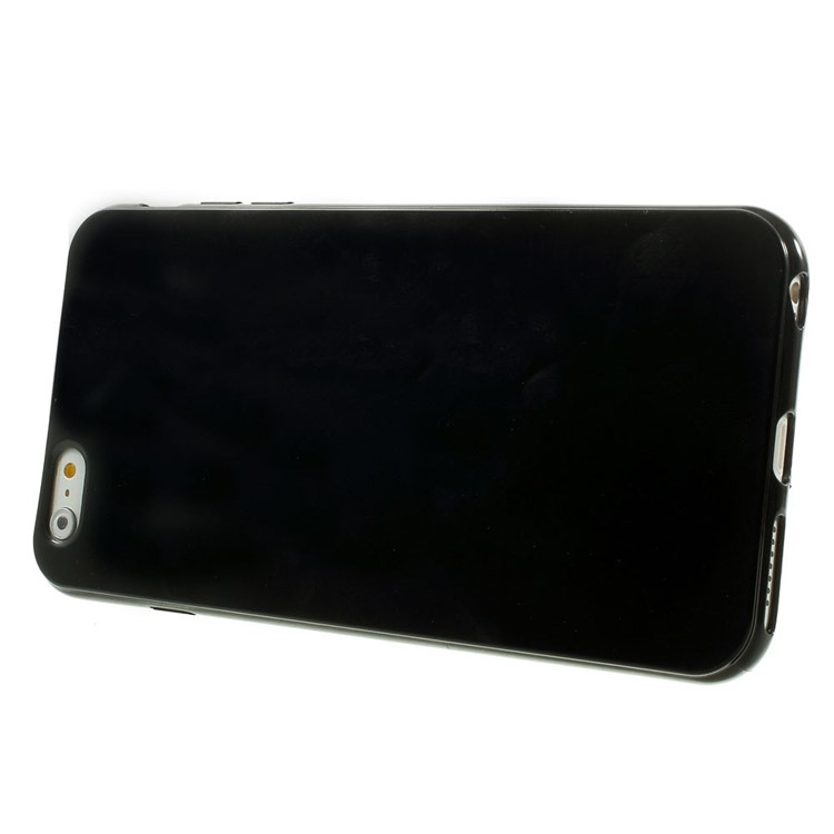 Solid Color Glossy TPU Shell Case for iPhone 6 Plus / 6s Plus - Black-3