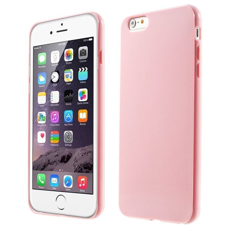 Solid Color Glossy TPU Case Cover for iPhone 6 Plus / 6s Plus - Pink-1