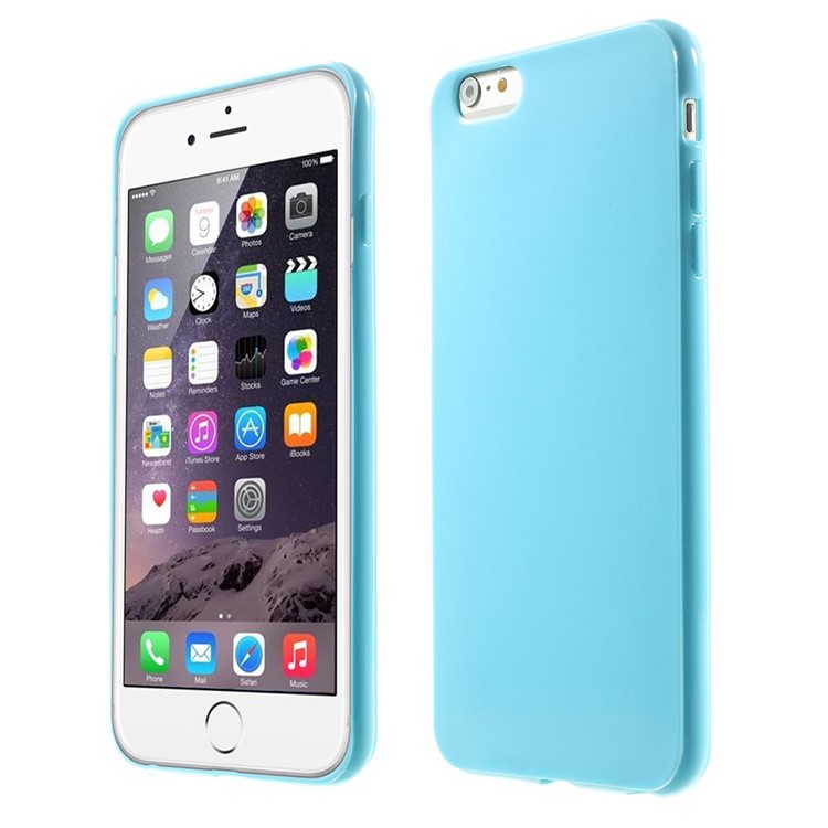 Solid Color Glossy TPU Case Accessory for iPhone 6 Plus / 6s Plus - Blue-1
