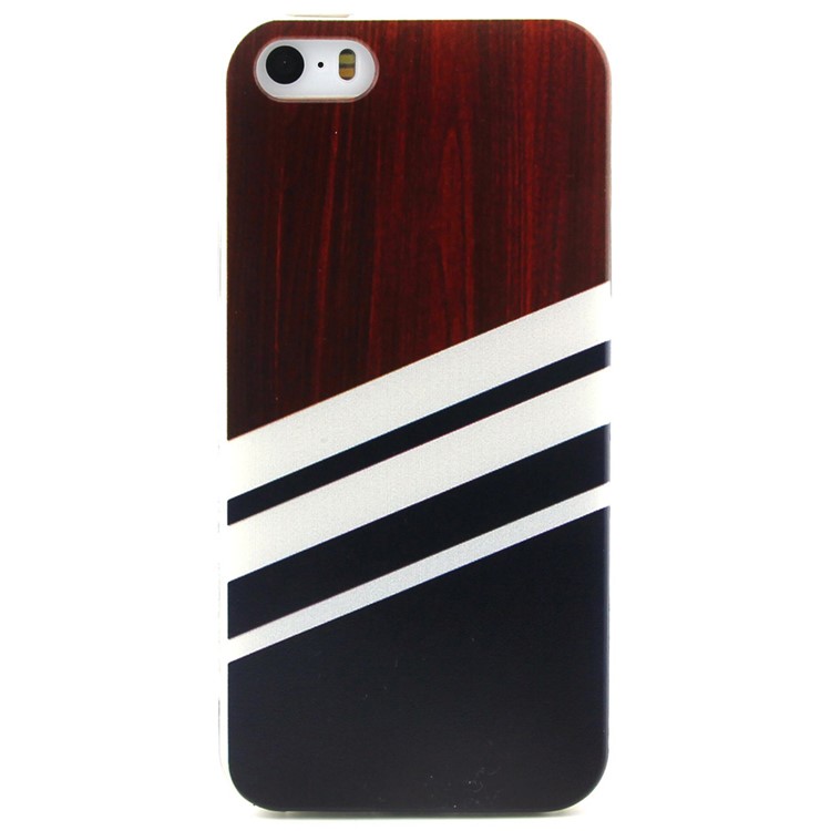 Wood Grain Pattern TPU Protective Case for iPhone SE 5s 5-1