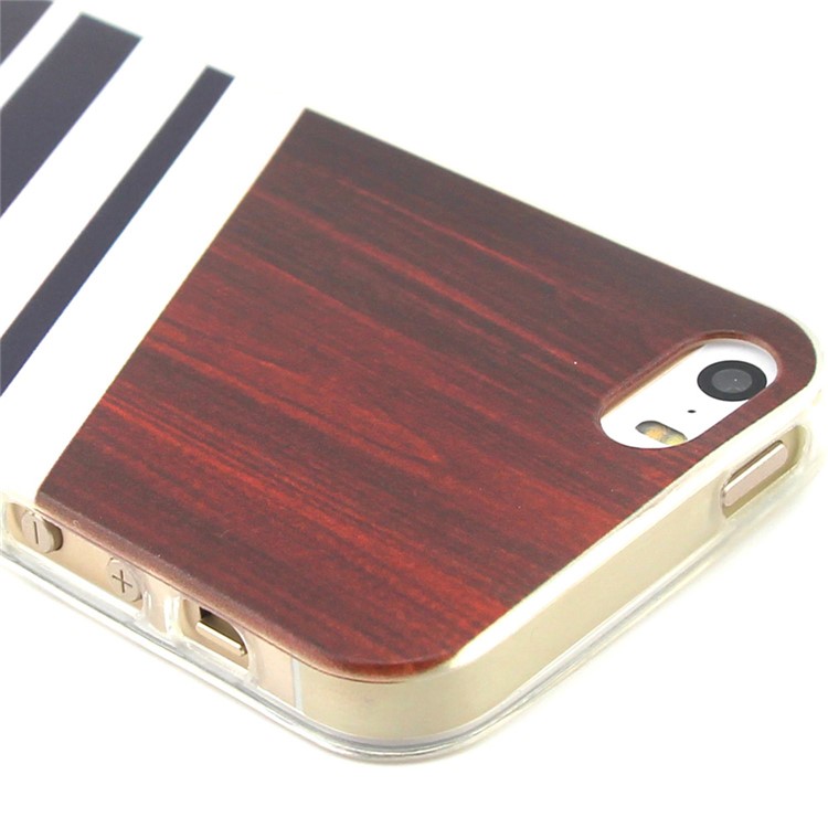 Wood Grain Pattern TPU Protective Case for iPhone SE 5s 5-2