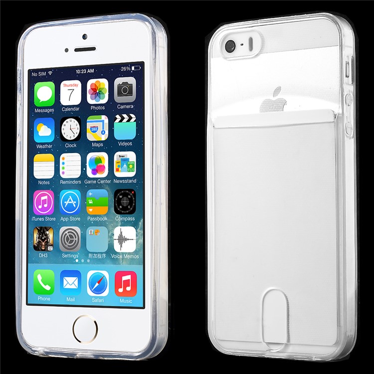 Slim TPU Case for iPhone SE 5s 5 with Card Slot - Transparent-1