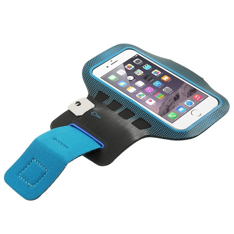 Polka Dots Sports Armband Case for iPhone 6s 6 4.7 inch w/ Key Holder, Size: 16.5 x 9.5cm - Blue-3
