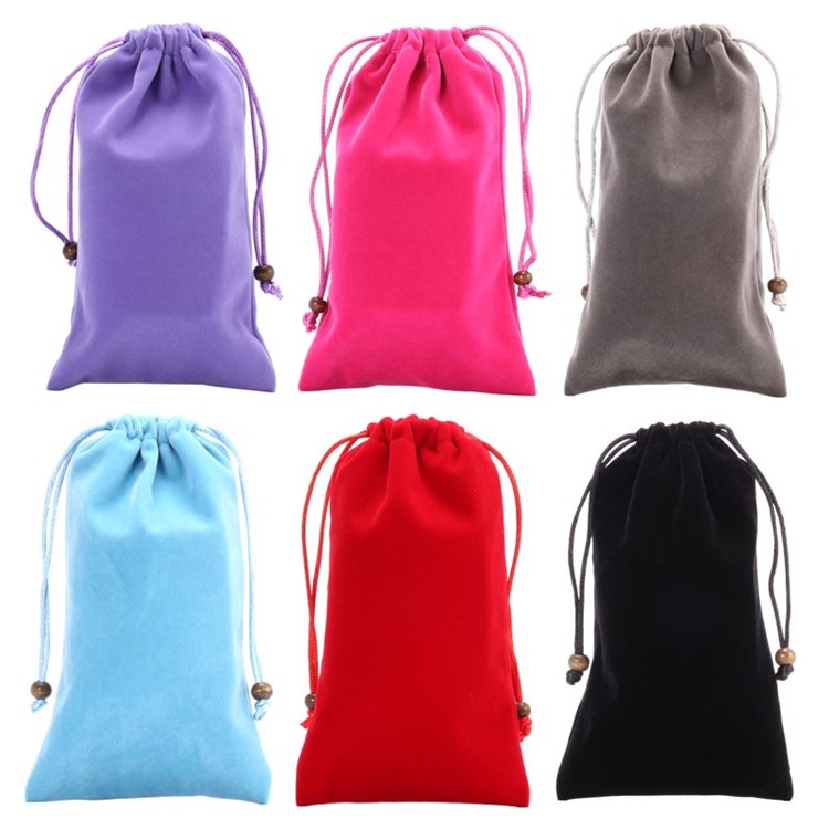 Universal Soft Velvet Pouch Case with Drawstring for iPhone 8 Plus/7 Plus/ Galaxy Note 8 / S9+/S9 Etc - Grey-4