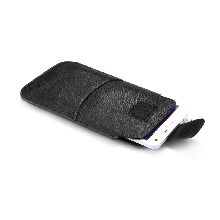 Lychee Texture for iPhone 6 Plus/Samsung Galaxy Note 4 Waist Leather Pouch w/ Card Holder - Black-4