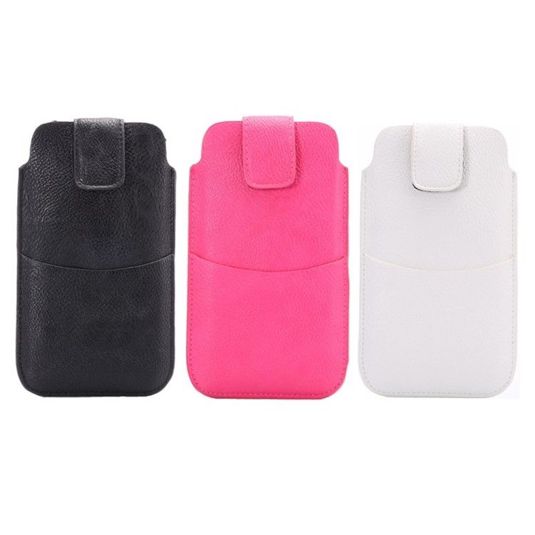 Lychee Texture for iPhone 6 Plus/Samsung Galaxy Note 4 Waist Leather Pouch w/ Card Holder - Black-7