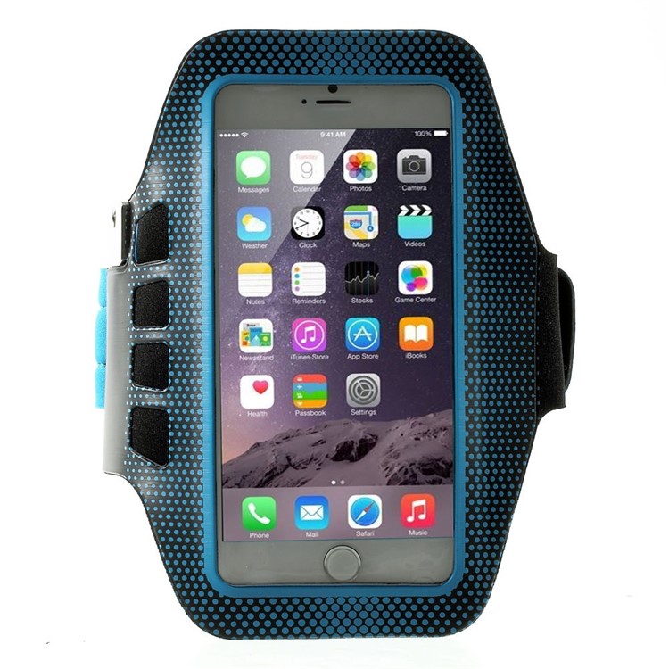 Polka Dots Running Sports Armband for iPhone 6 Plus / 6s Plus 5.5-inch w/ Key Holder - Blue-1