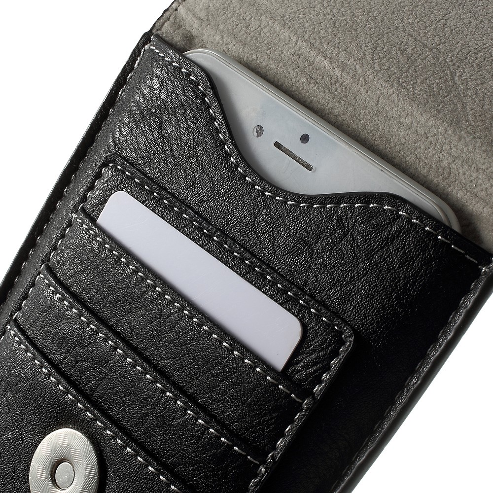 Soupchage de Téléphone en Cuir Avec Des Emplacements de Carte Pour Iphone 6 Plus / 6s Plus - le Noir