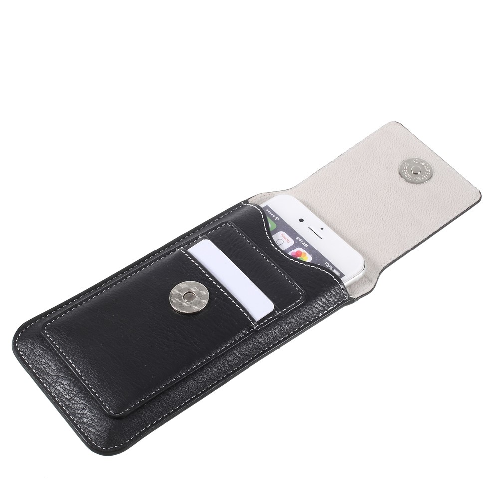 étui à poche en cuir du support de carte avec boucle de ceinture pour iphone 6 / 6s / 7/8 / se (2020) / se (2022) 4,7 pouces, taille: 140 x 78 mm - le noir-6