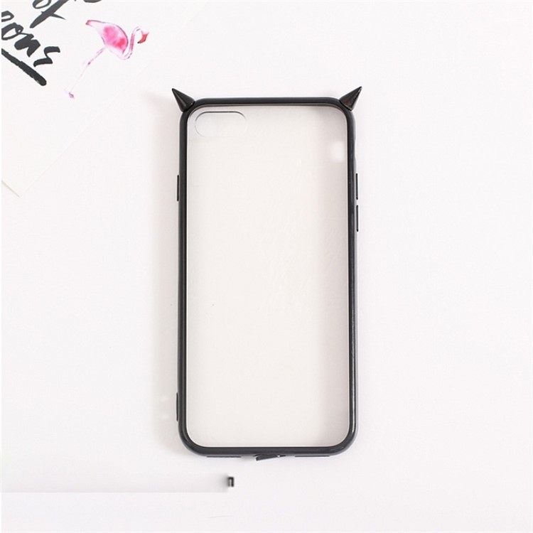 

For iPhone 6 Plus Lovely Stylish Little Devil TPU + Clear Acrylic Phone Hybrid Cover - Black