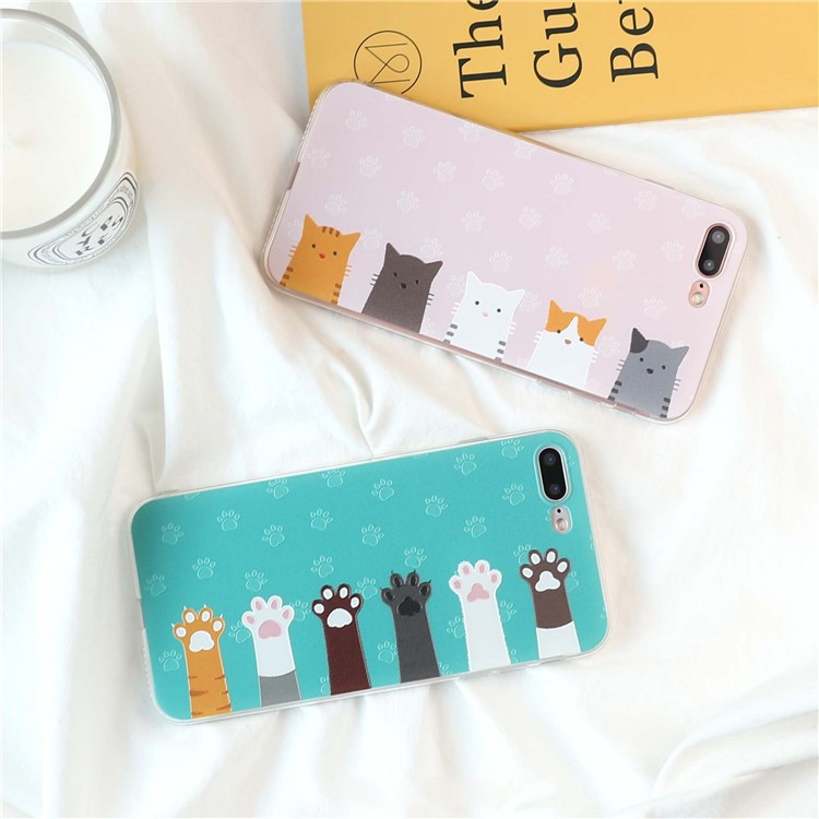Embossment Adorable Cats Pattern TPU Soft Case for iPhone 7 Plus 5.5 inch - Pink-2