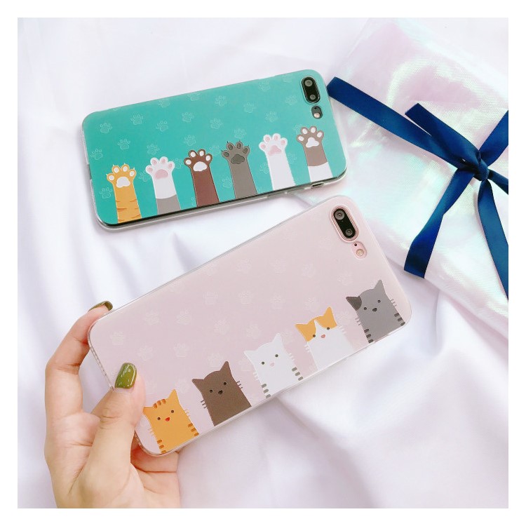 Embossment Adorable Cats Pattern TPU Soft Case for iPhone 7 Plus 5.5 inch - Pink-7