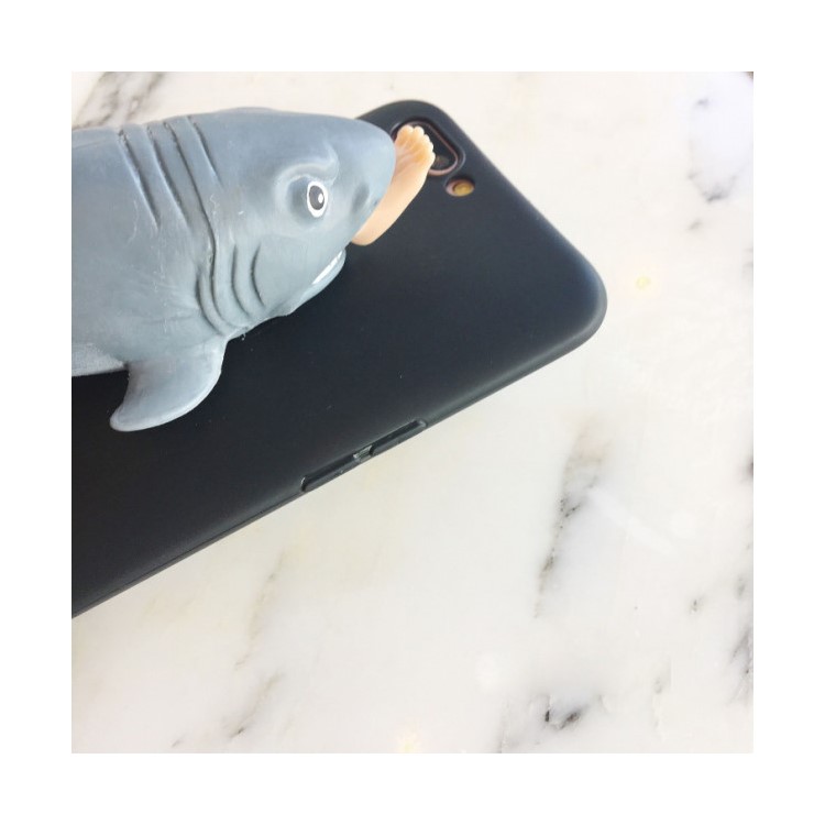 Squishy 3D Pinch Creative Cartoon Shark Pattern TPU Back Case for iPhone SE 2nd Gen (2020)/8/7 4.7 inch - Black-2