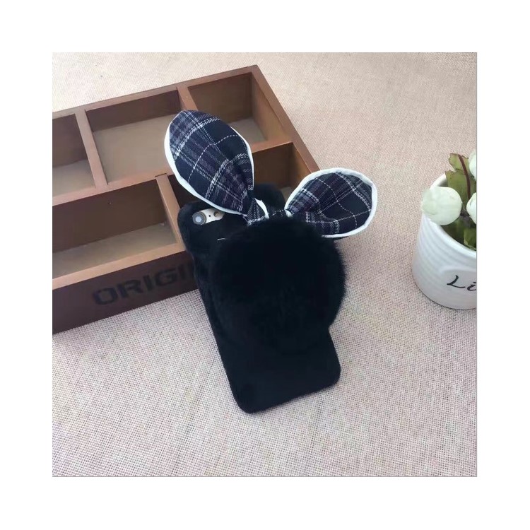 Creative Cute Rabbit Pattern Soft Furry Silicone Back Phone Cover for iPhone 6 Plus 5.5 inch - Black-2