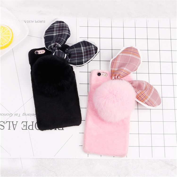 Creative Cute Rabbit Pattern Soft Furry Silicone Back Phone Cover for iPhone 6 Plus 5.5 inch - Black-3