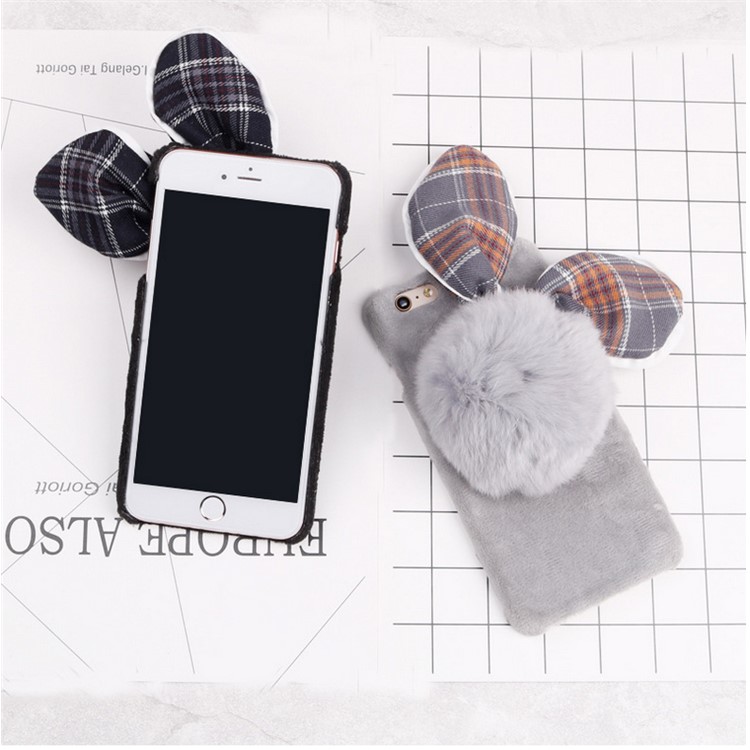 Creative Cute Rabbit Pattern Soft Furry Silicone Back Phone Cover for iPhone 6 Plus 5.5 inch - Black-4