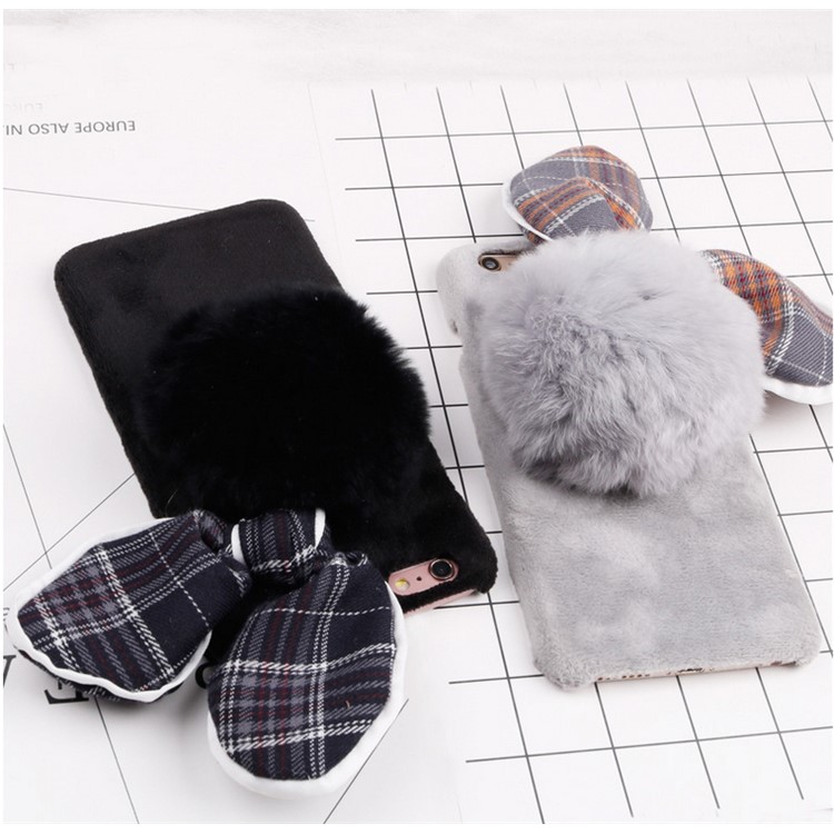 Creative Cute Rabbit Pattern Soft Furry Silicone Back Phone Cover for iPhone 6 Plus 5.5 inch - Black-5