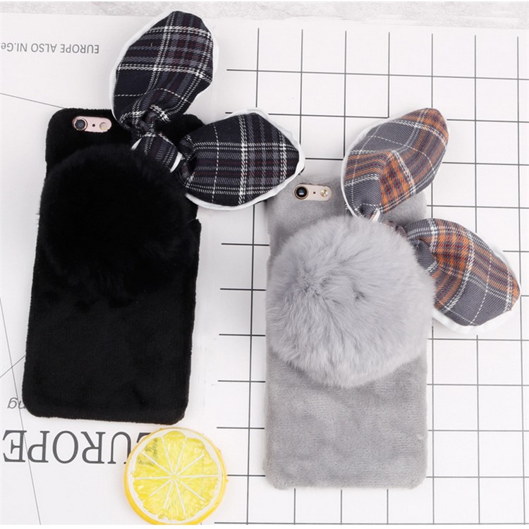 Creative Cute Rabbit Pattern Soft Furry Silicone Back Phone Cover for iPhone 6 Plus 5.5 inch - Black-6