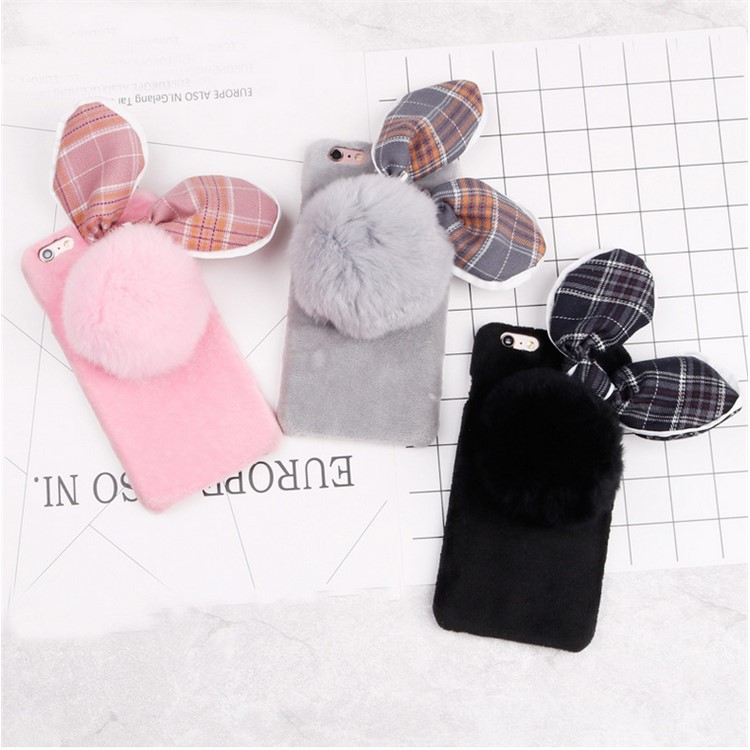 Creative Cute Rabbit Pattern Soft Furry Silicone Back Phone Cover for iPhone 6 Plus 5.5 inch - Black-7