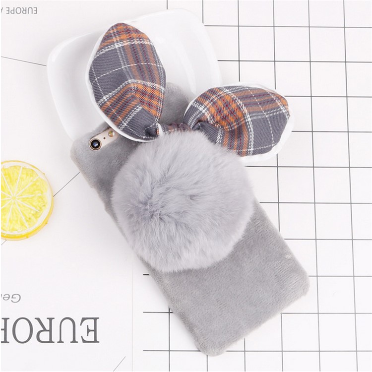 Creative Cute Rabbit Soft Furry Silicone Back Phone Cover for iPhone SE 5s 5 - Pink-4