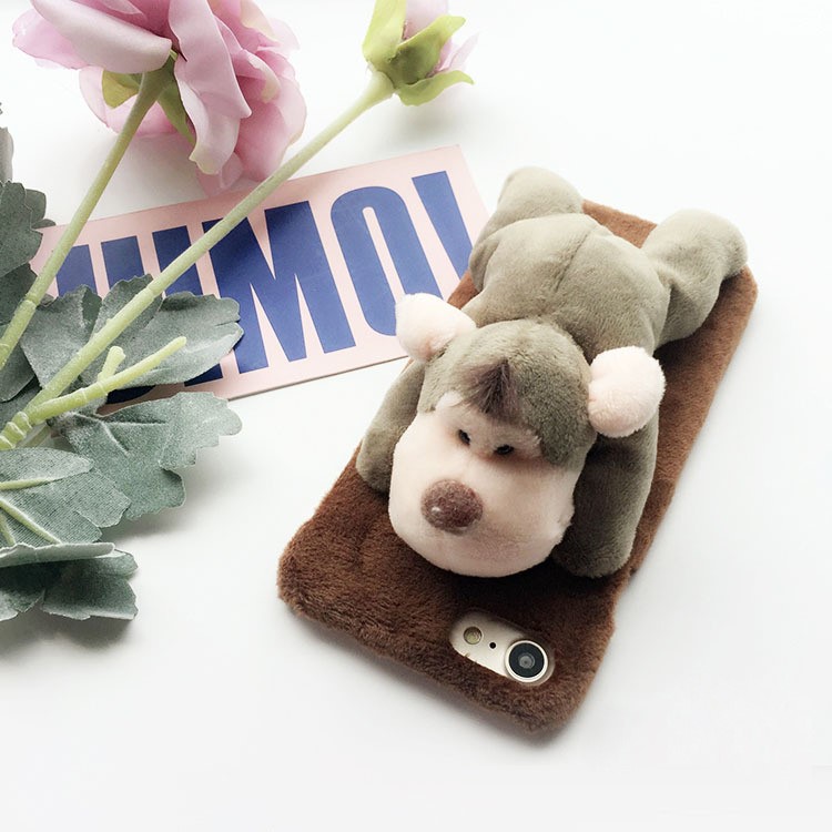 

3D Cute Soft Plush Toy Stand PC Phone Case for iPhone 6s 6 4.7 inch - Monkey