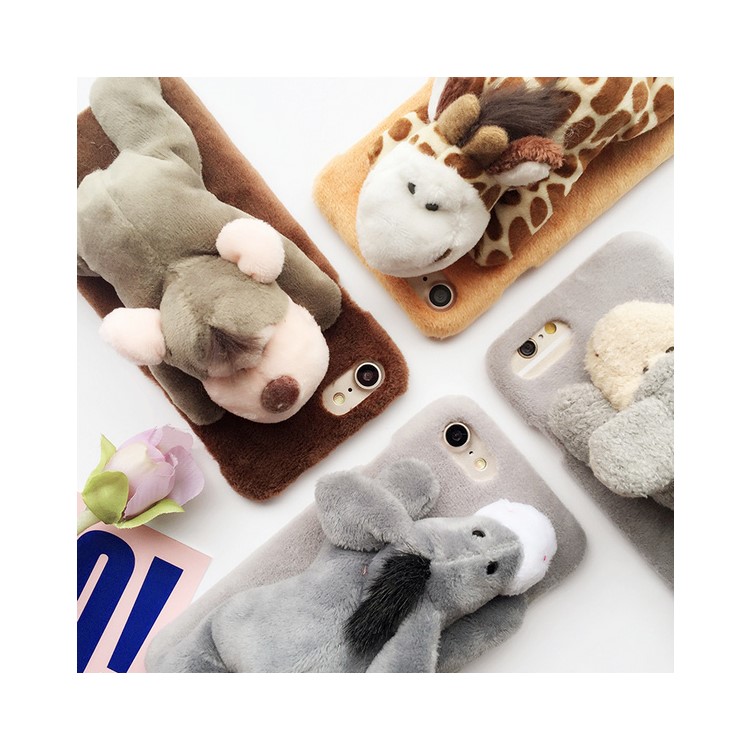 Stylish Cute Soft Plush Toy Hard PC Phone Case with Stand for iPhone 7 Plus 5.5 inch - Monkey-2