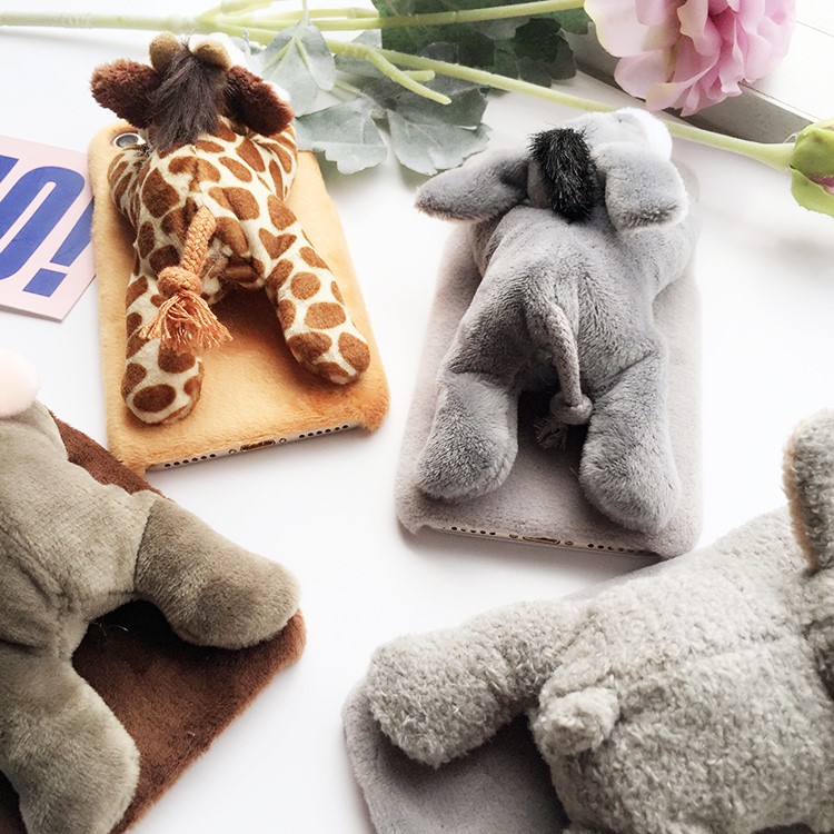 Stylish Cute Soft Plush Toy Hard PC Phone Case with Stand for iPhone 7 Plus 5.5 inch - Monkey-4