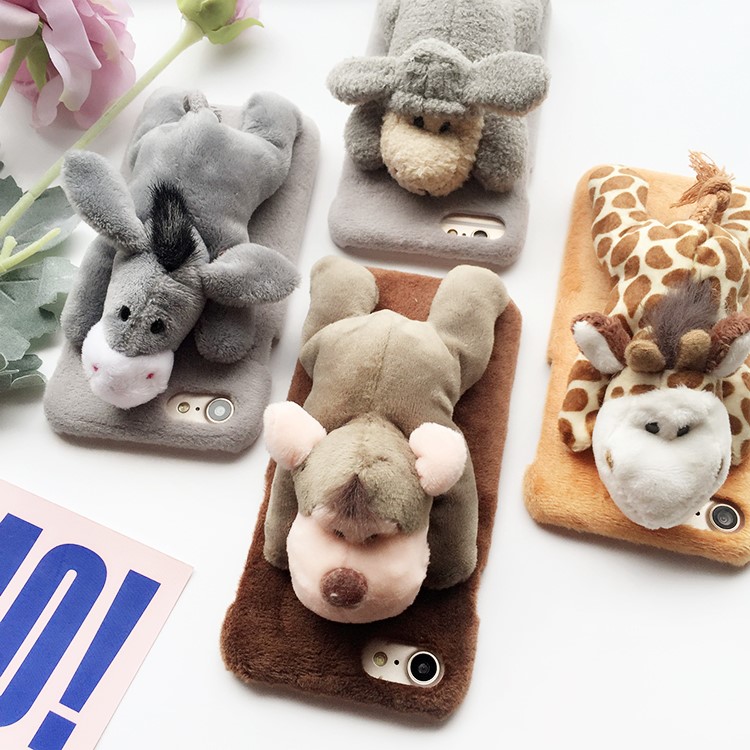Stylish Cute Soft Plush Toy Hard PC Phone Case with Stand for iPhone 7 Plus 5.5 inch - Monkey-6