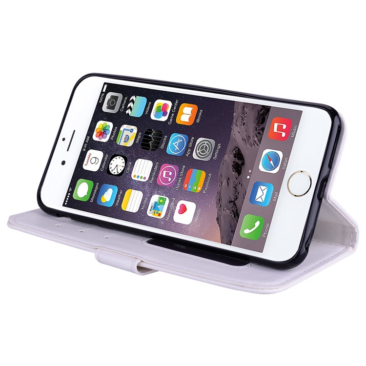 Flash Powder Unicorn Imprint Flower Leather Wallet Cover for iPhone 6/6s 4.7 inch - White-4