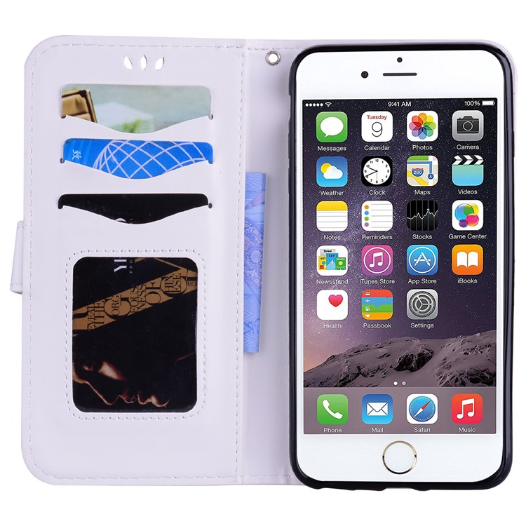 Imprint Flash Powder Unicorn Flower Leather Wallet Cover for iPhone 6 Plus / 6s Plus 5.5 inch - White-5