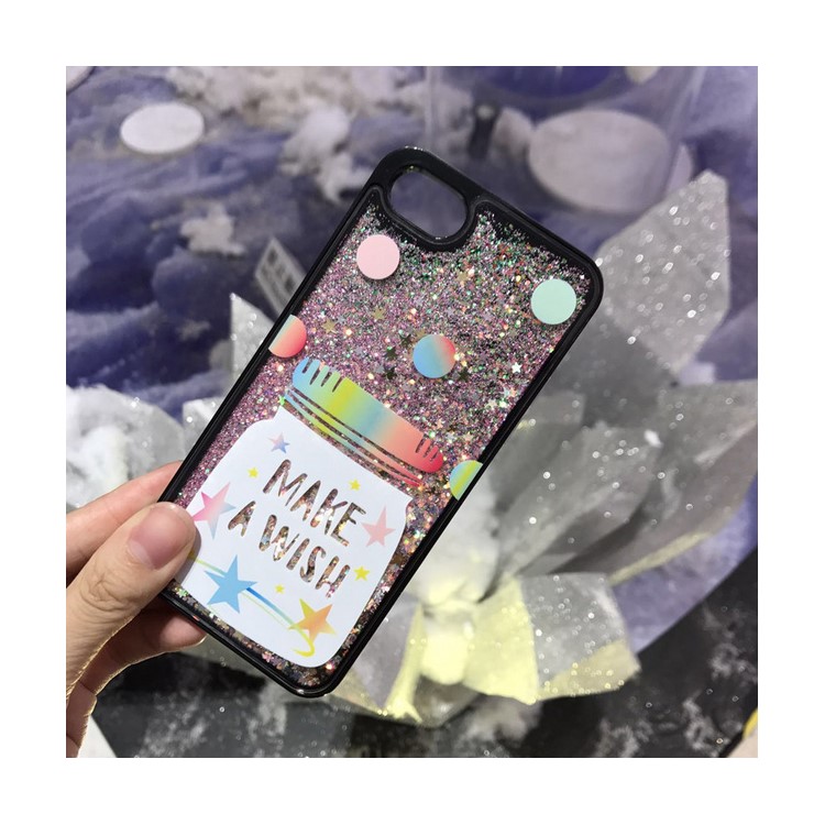 Liquid Glitter Powder Quicksand TPU Mobile Casing for iPhone 6 Plus / 6s Plus - Make A Wish-1