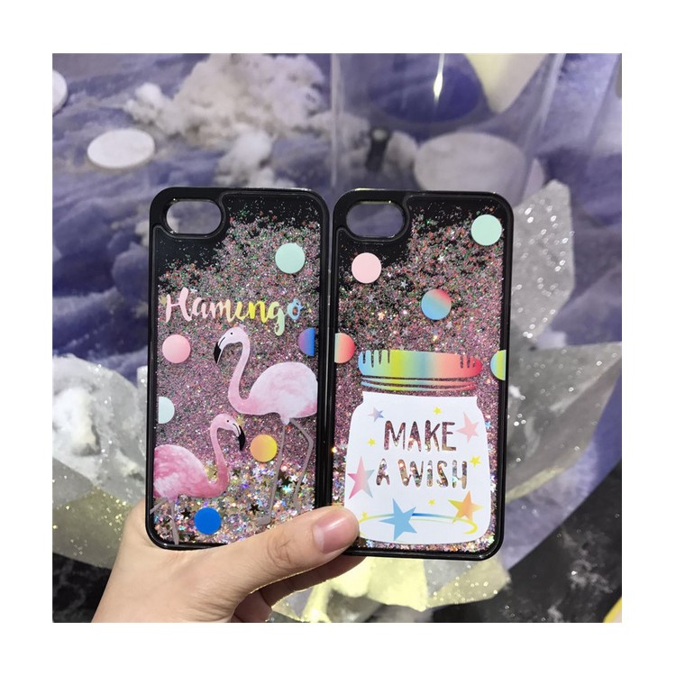 Liquid Glitter Powder Quicksand TPU Mobile Casing for iPhone 6 Plus / 6s Plus - Make A Wish-2