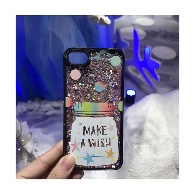 Liquid Glitter Powder Quicksand TPU Mobile Casing for iPhone 6 Plus / 6s Plus - Make A Wish-3