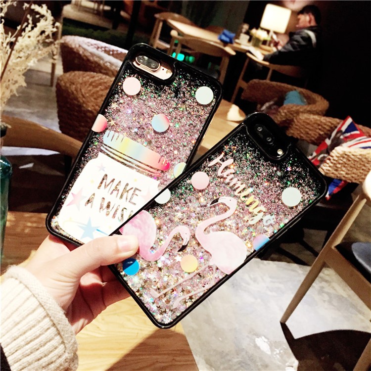 Liquid Glitter Powder Quicksand TPU Mobile Casing for iPhone 6 Plus / 6s Plus - Make A Wish-7