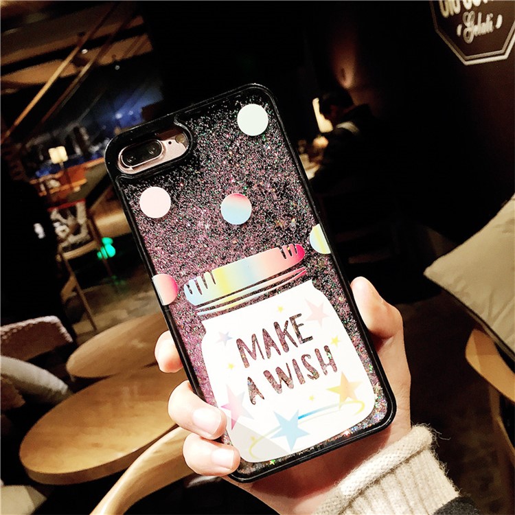 Liquid Glitter Powder Quicksand TPU Mobile Casing for iPhone 6 Plus / 6s Plus - Make A Wish-8