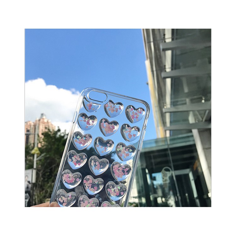 3D Crystal Heart Glitter Epoxy Transparent TPU Mobile Phone Back Case for iPhone 8 Plus / 7 Plus 5.5 inch - Pink-4