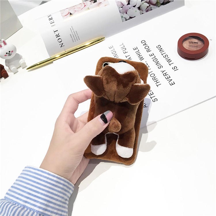 

Lovely 3D Fluffy Plush TPU Case Shell for iPhone 6s Plus / 6 Plus - Brown Bulldog, iPhone 6s Plus