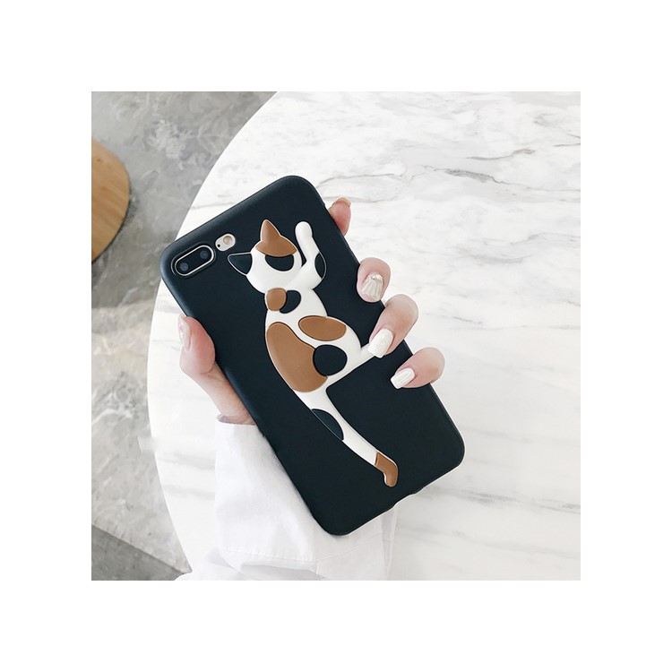 

Cute Cat Patterned 3D Silicone Phone Casing with Kickstand for iPhone 6s Plus / 6 Plus 5.5 inch - Black / Calico Cat