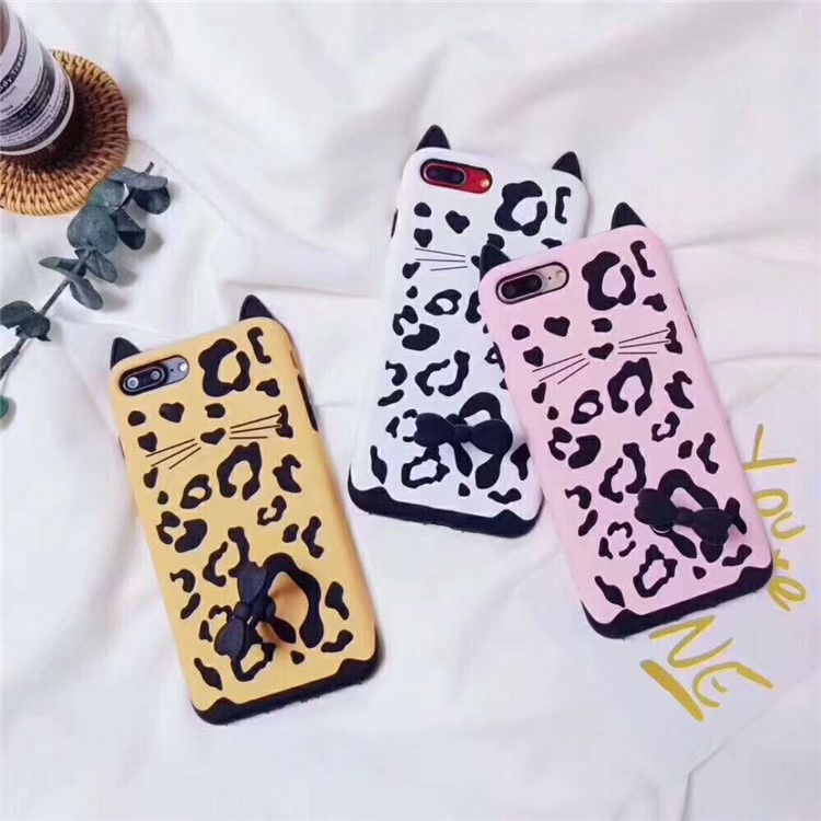 Leopard Pattern Soft Silicone Case with Ring Holder for iPhone 8 Plus / 7 Plus 5.5 inch - White-2