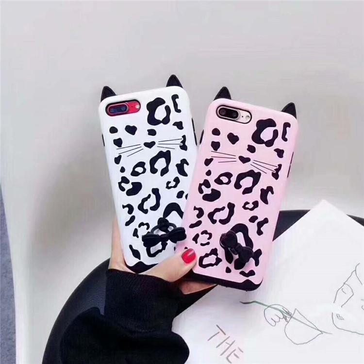 Leopard Pattern Soft Silicone Case with Ring Holder for iPhone 8 Plus / 7 Plus 5.5 inch - White-3