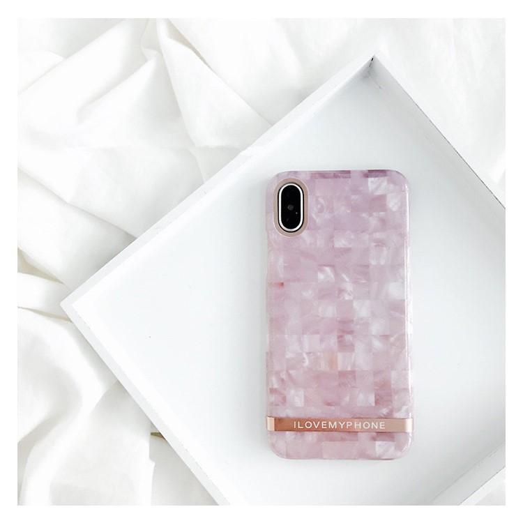 Ultra-thin Square Marble Pattern PC Back Case for iPhone X - Pink-1
