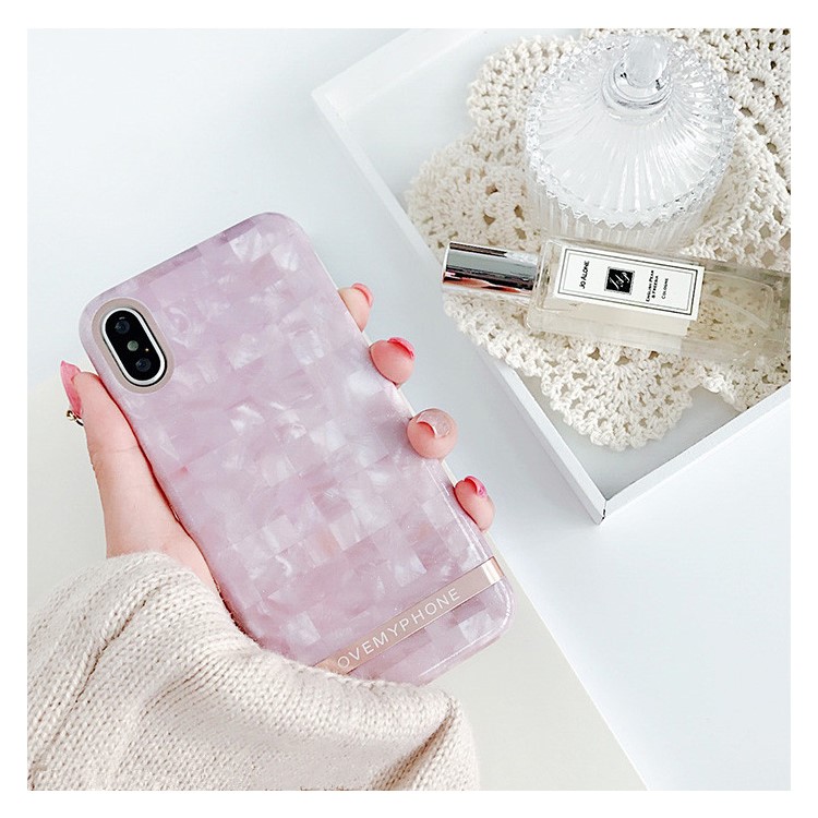 Ultra-thin Square Marble Pattern PC Back Case for iPhone X - Pink-2