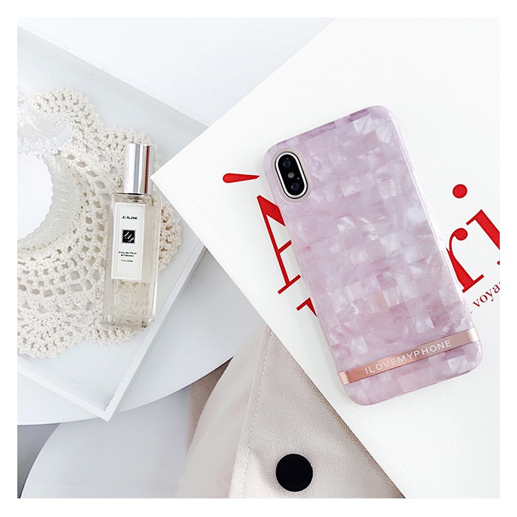 Ultra-thin Square Marble Pattern PC Back Case for iPhone X - Pink-3