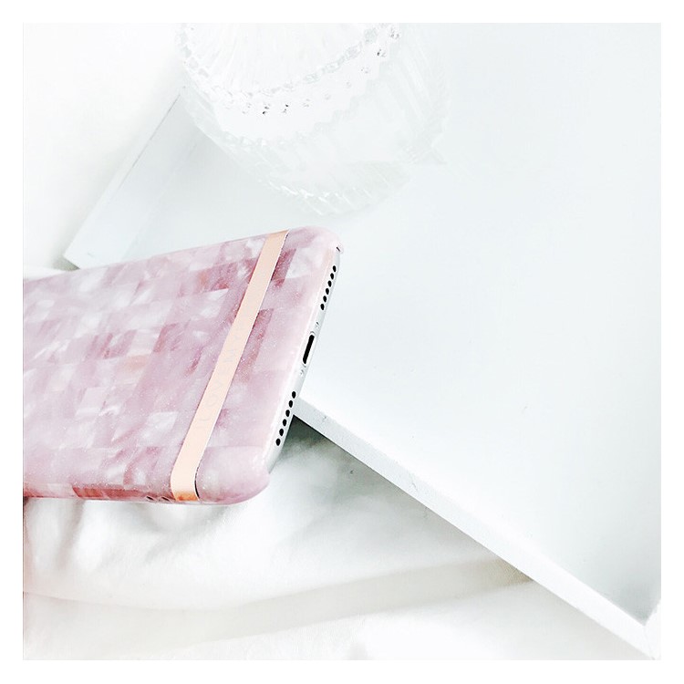 Ultra-thin Square Marble Pattern PC Back Case for iPhone X - Pink-4