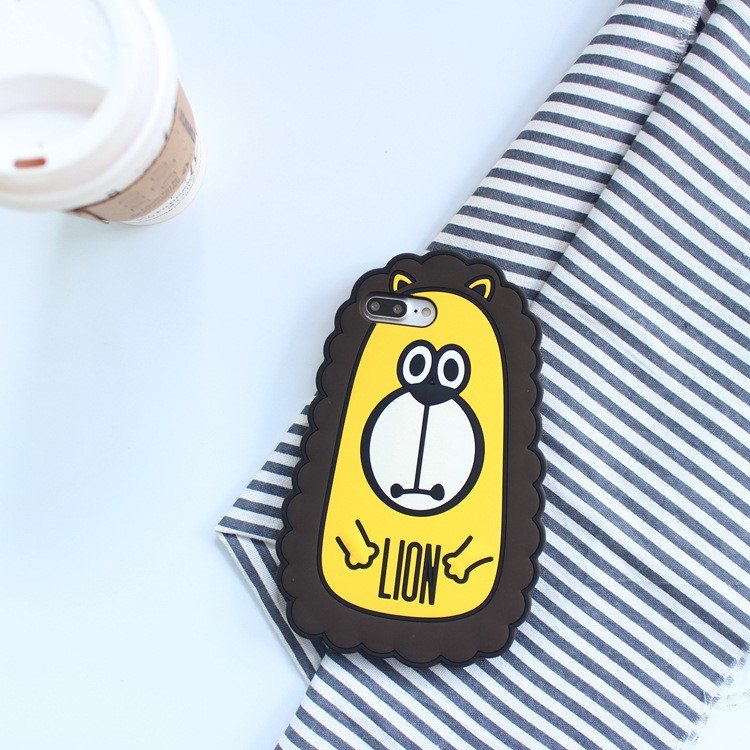 3D Cute Animal Silicone Mobile Phone Case for iPhone 8 / 7 - Lion-1