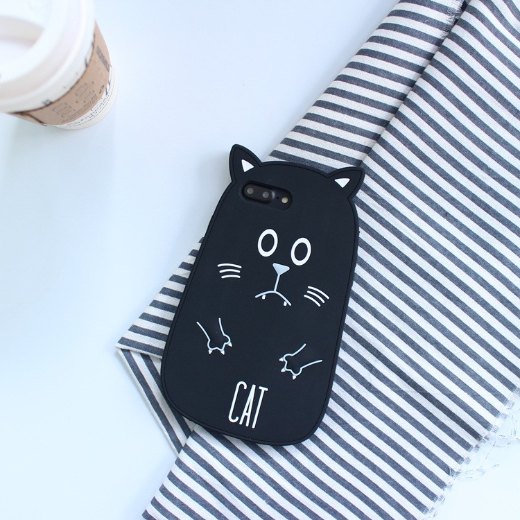 3D Cute Animal Silicone Mobile Phone Shell for iPhone 8 / 7 - Cat-1