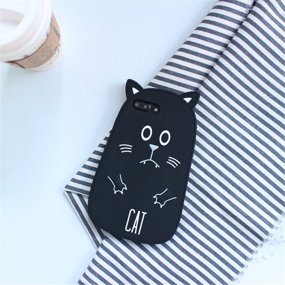 3D Cute Animal Silicone Mobile Phone Shell for iPhone 8 Plus / 7 Plus - Cat-1
